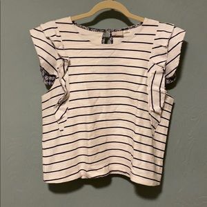 ANTHROPOLOGY | striped top w/ ruffled sleeves